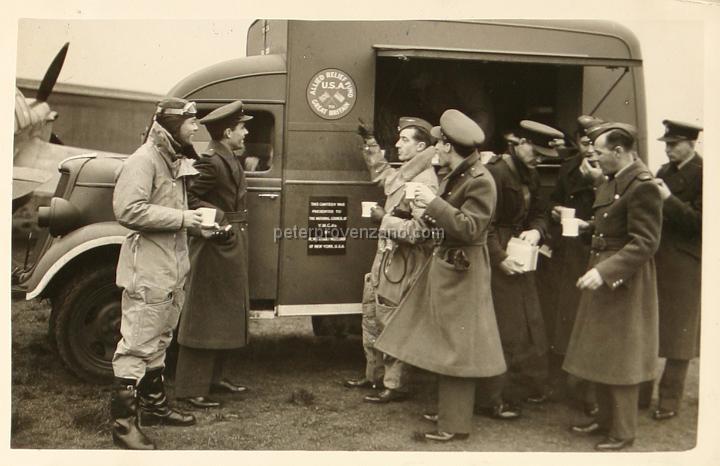 Peter Provenzano Photo Album Image_copy_022.jpg - The 71st Eagle Squadron taking a break from training at the YMCA canteen truck.  RAF Station Sealand, October 1940.